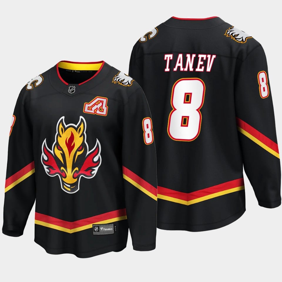Calgary Flames Christopher Tanev 8 Alternate Black Jersey Breakaway Player