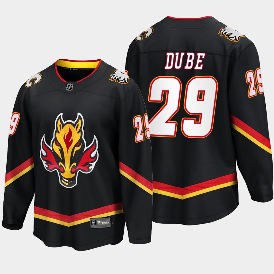 Calgary Flames Dillon Dube 29 Alternate Black Jersey Breakaway Player