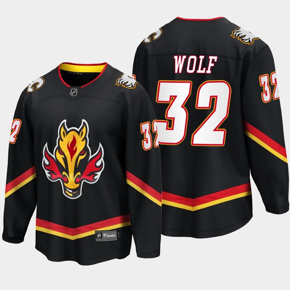 Calgary Flames Dustin Wolf 32 Alternate Black Jersey Breakaway Player