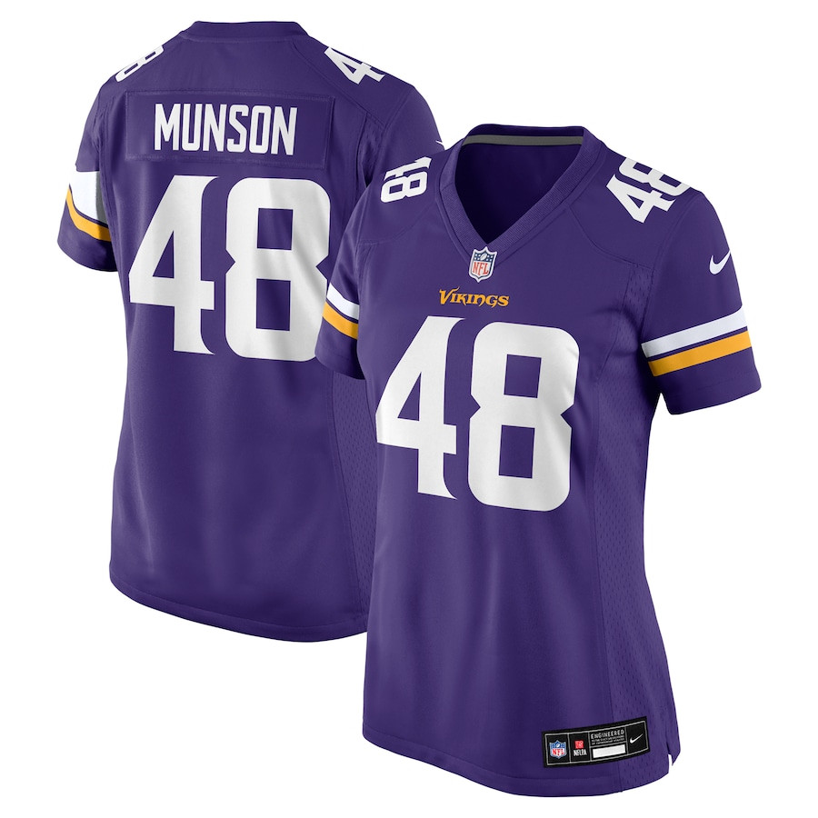 Calvin Munson 48 Minnesota Vikings Women's Game Jersey - Purple Js3759