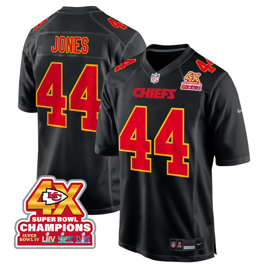 Cam Jones 44 Kansas City Chiefs Super Bowl Lviii Champions 4x Fashion Game Men Jersey - Carbon Black Js7771