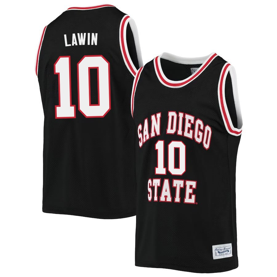 Cam Lawin 10 San Diego State Aztecs 2023 Basketball Jersey- Men Black