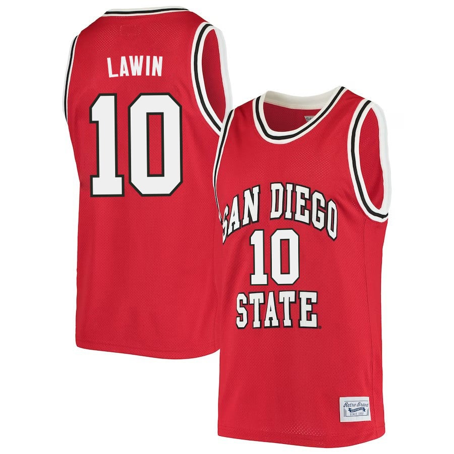 Cam Lawin 10 San Diego State Aztecs 2023 Basketball Jersey- Men Red