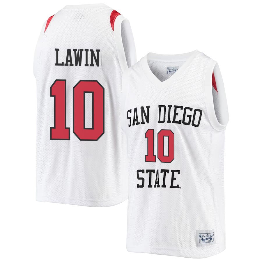 Cam Lawin 10 San Diego State Aztecs 2023 Basketball Jersey- Men White