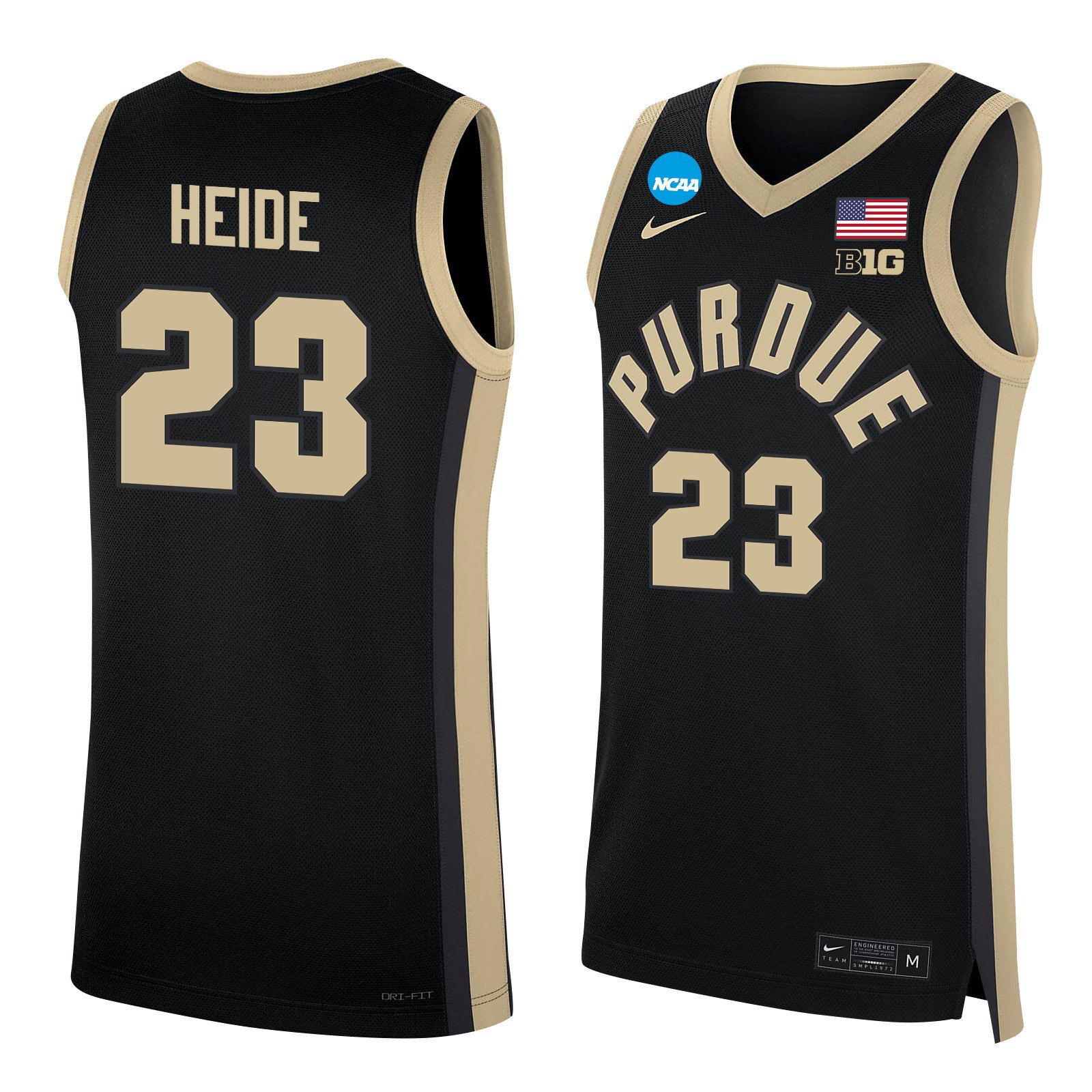 Camden Heide 23 Purdue Boilermakers 2024 Men's Basketball Jersey - Black, Unisex Jersey