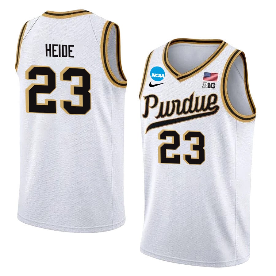 Camden Heide 23 Purdue Boilermakers 2024 Men's Basketball Jersey - White, Unisex Jersey