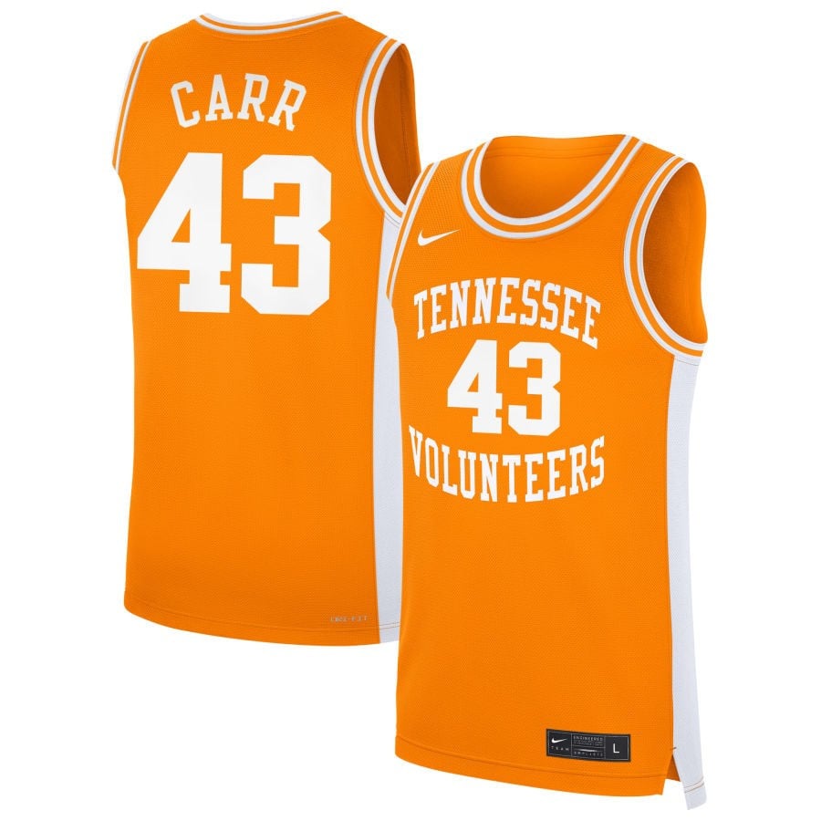 Cameron Carr 43 Tennessee Volunteers Unisex Men's Basketball Nil Jersey - Orange