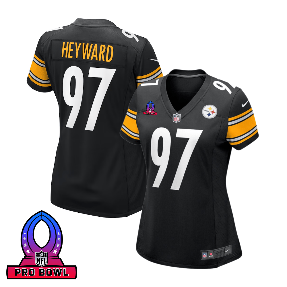 Cameron Heyward 97 Pittsburgh Steelers 2025 Pro Bowl Patch Women Game Jersey - Black Js4331