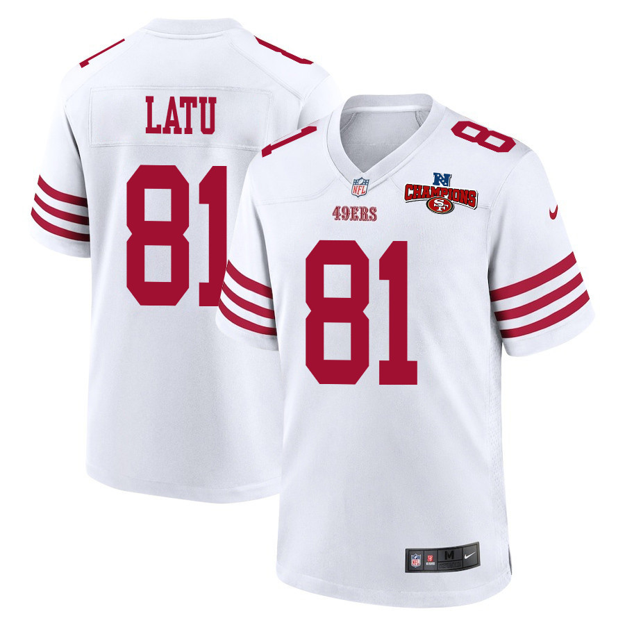 Cameron Latu 81 San Francisco 49ers Nfc Champions Patch Game Men Jersey - White Js7542