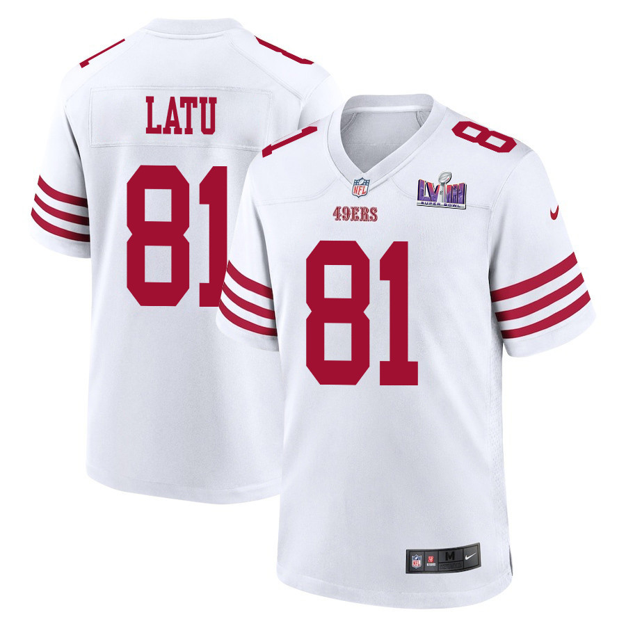 Cameron Latu 81 San Francisco 49ers Super Bowl Lviii Patch Game Men Jersey - White Js6044