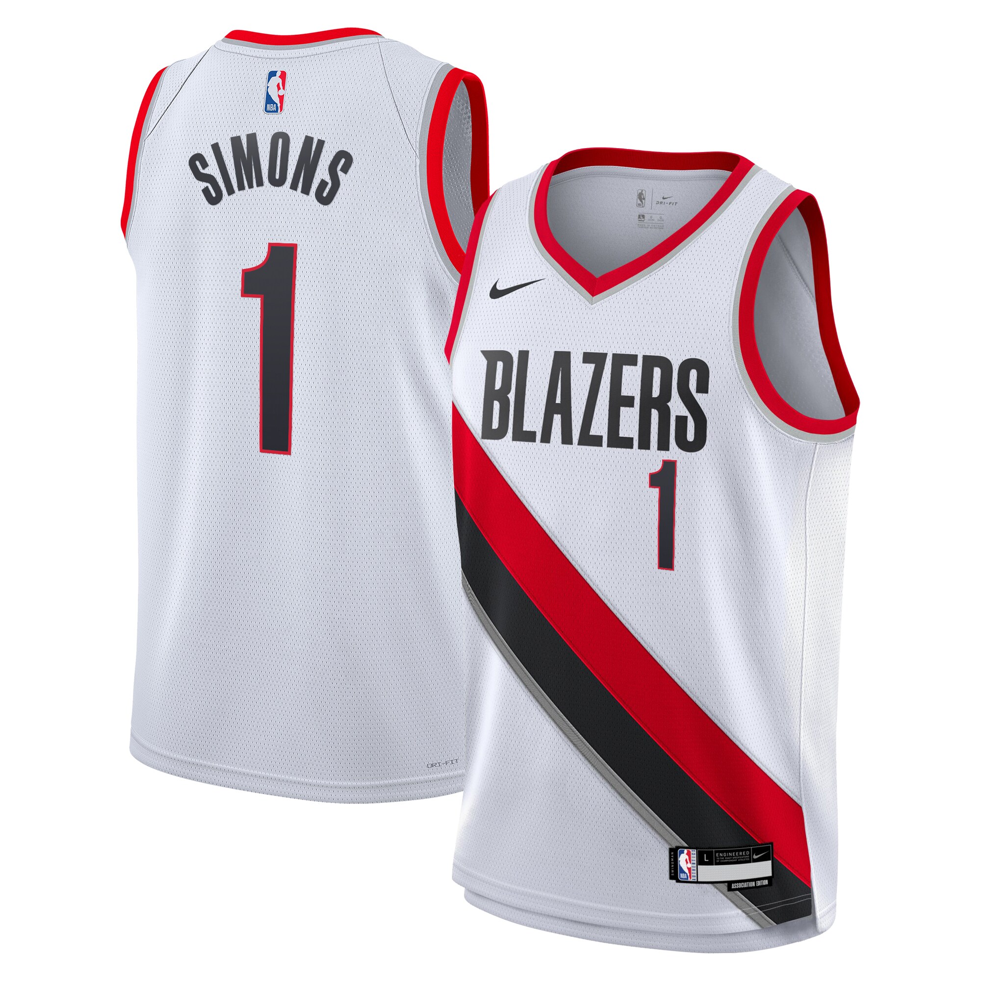 Camiseta Association Edition Swingman De Los Portland Trail Blazers - Blanca - Anfernee Simons - Juvenil