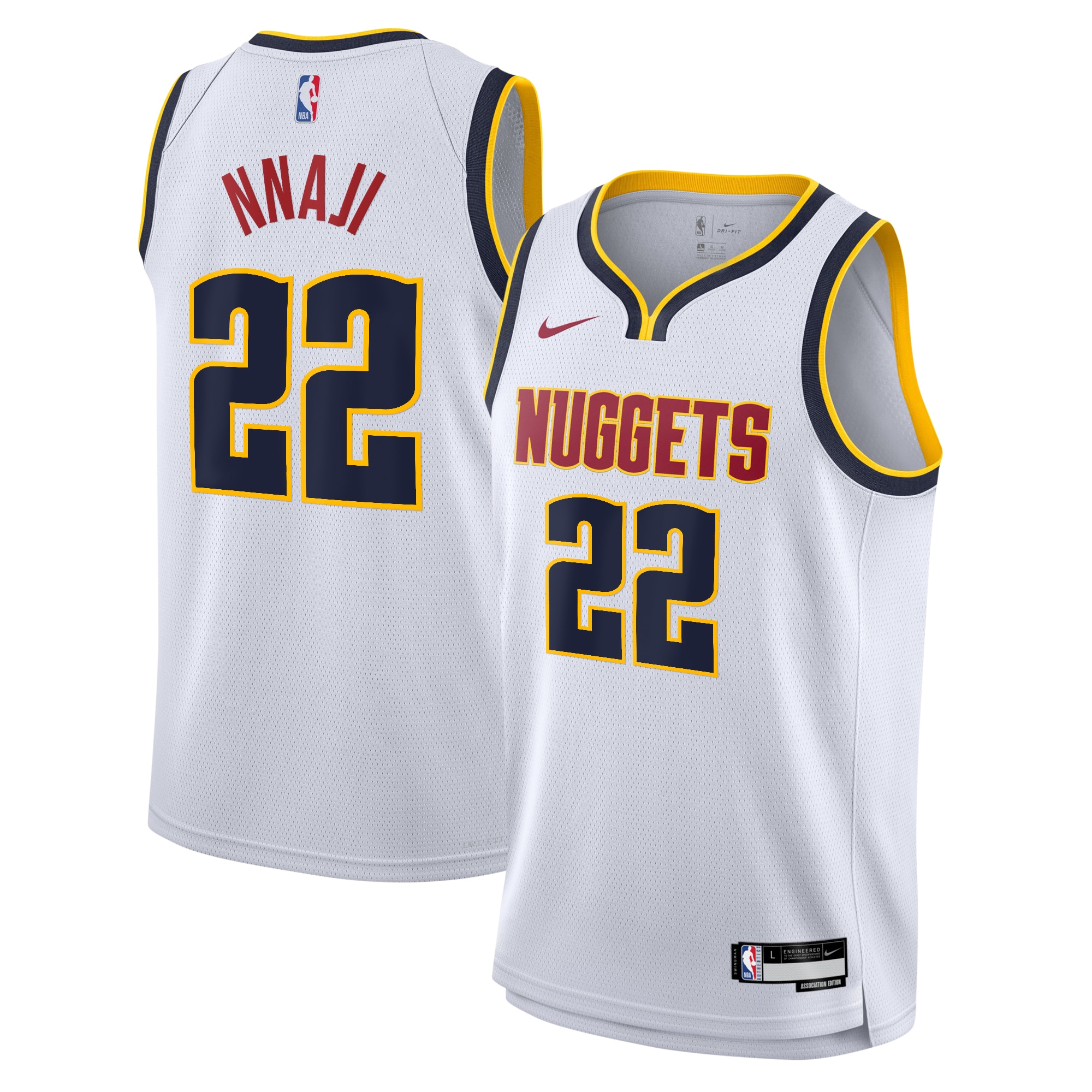 Camiseta Association Swingman De Los Denver Nuggets - Blanco - Zeke Nnaji - J?venes