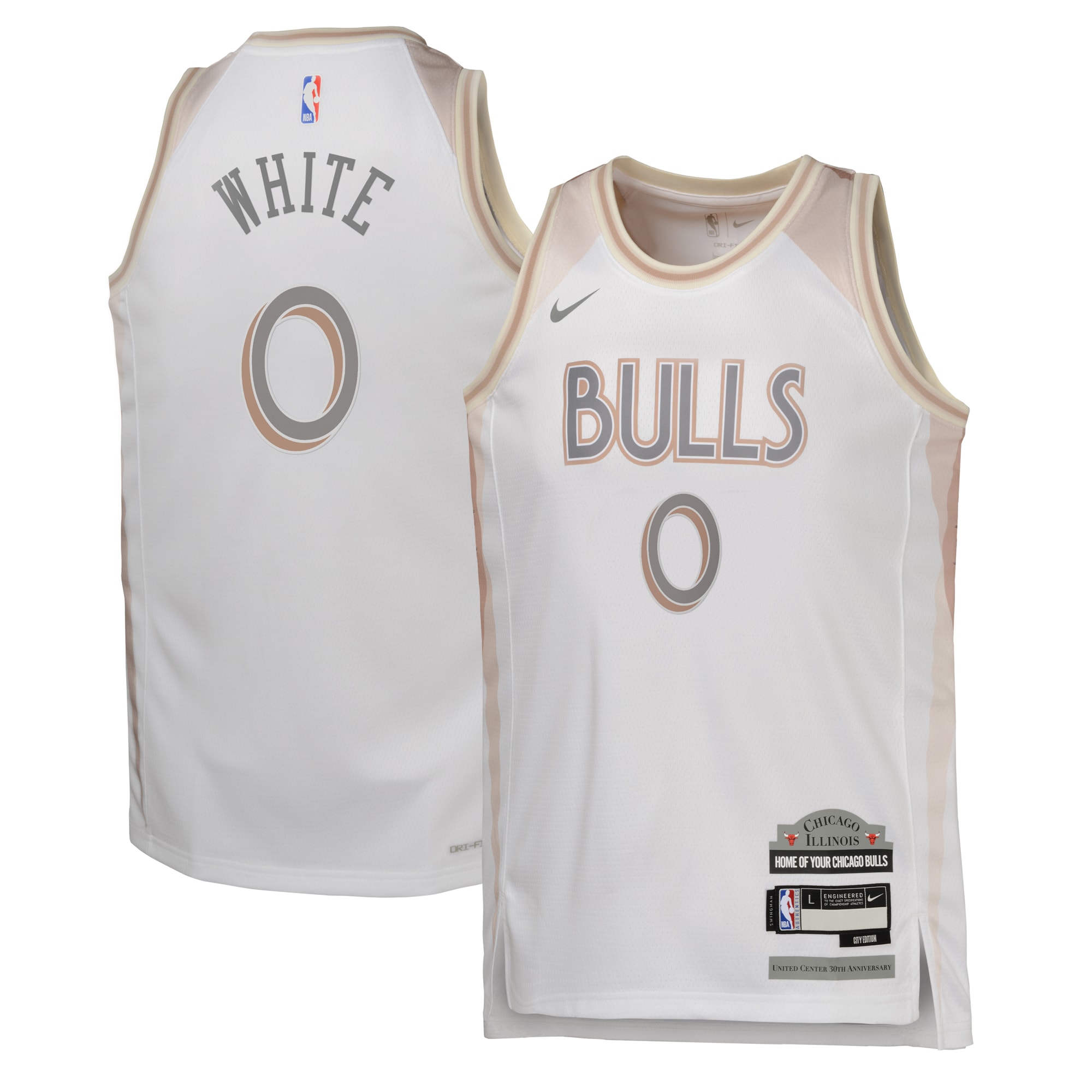 Camiseta City Edition Swingman De Los Chicago Bulls 2024 - Blanco - Coby White - Juvenil
