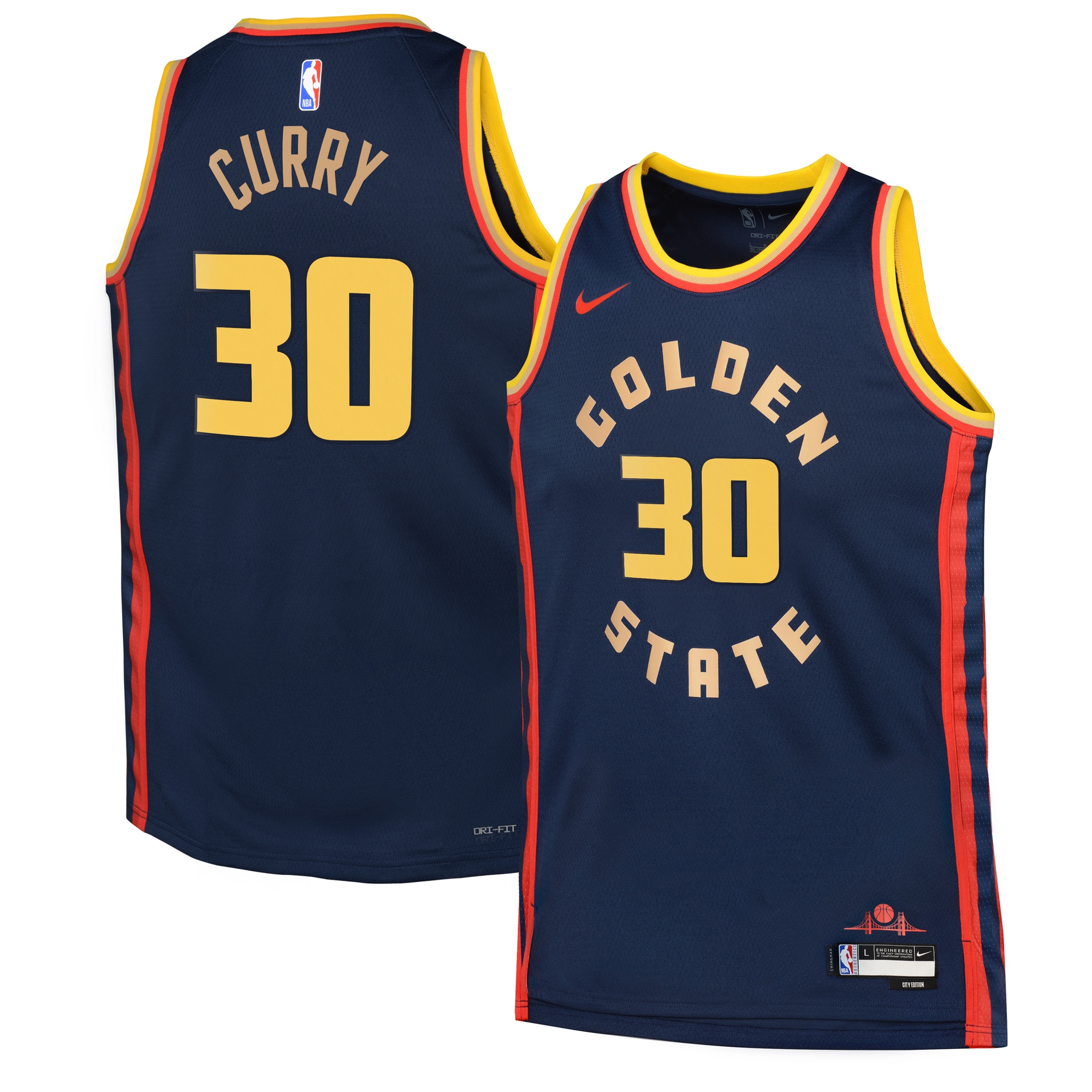 Camiseta City Edition Swingman De Los Golden State Warriors 2024 - Azul Marino - Stephen Curry - Juvenil