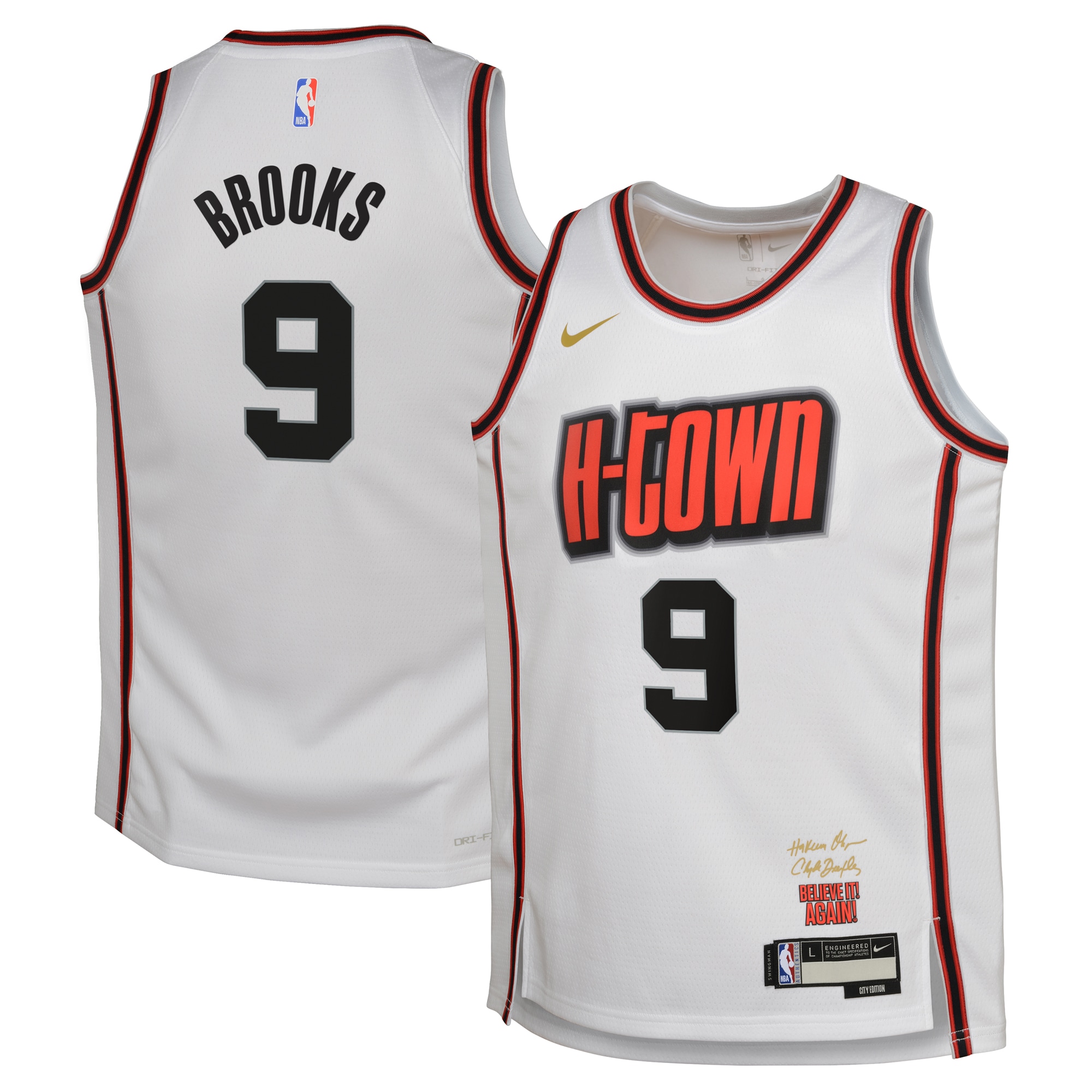 Camiseta City Edition Swingman De Los Houston Rockets 2024 - Blanca - Dillon Brooks - Juvenil