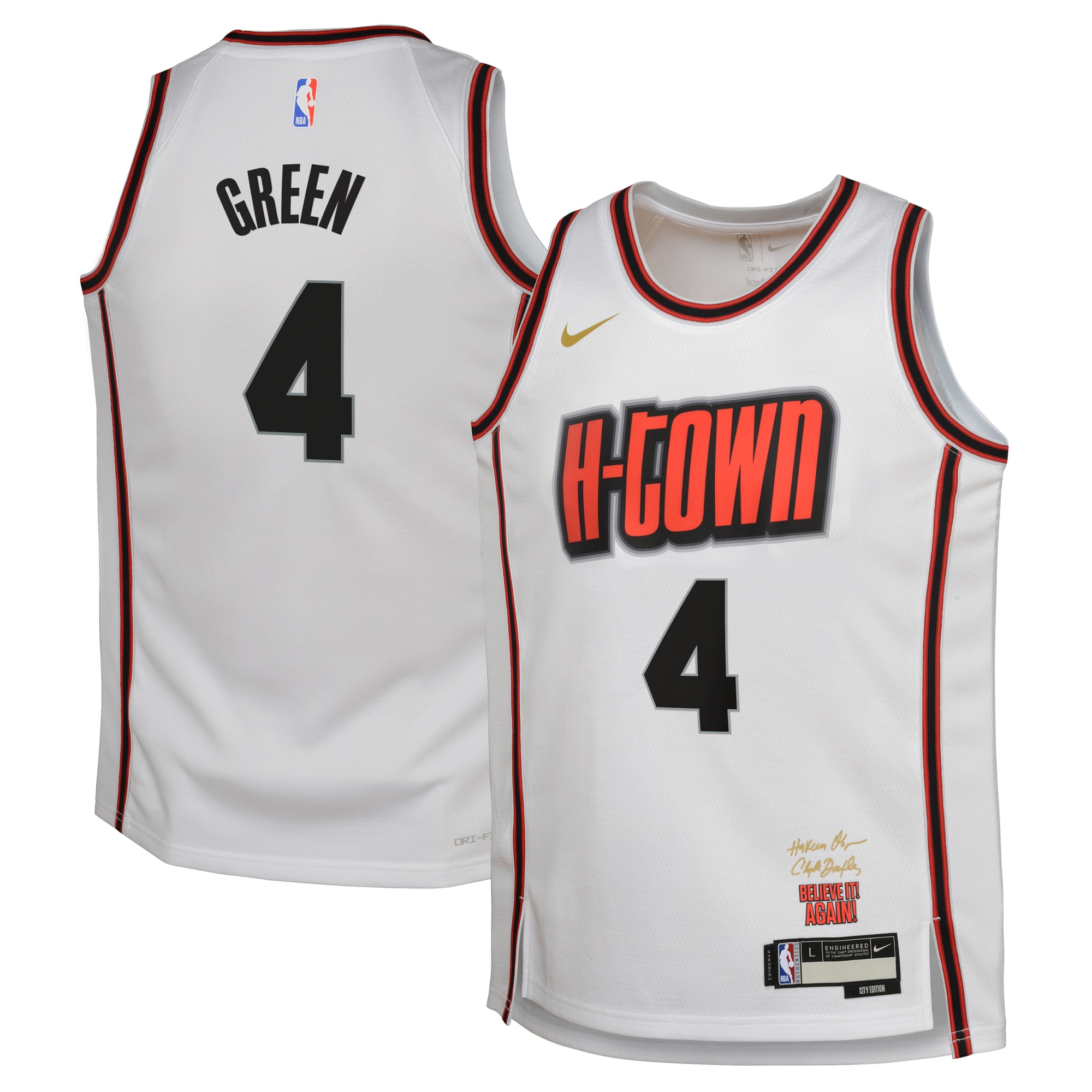 Camiseta City Edition Swingman De Los Houston Rockets 2024 - Blanco - Verde Jalen - Juvenil