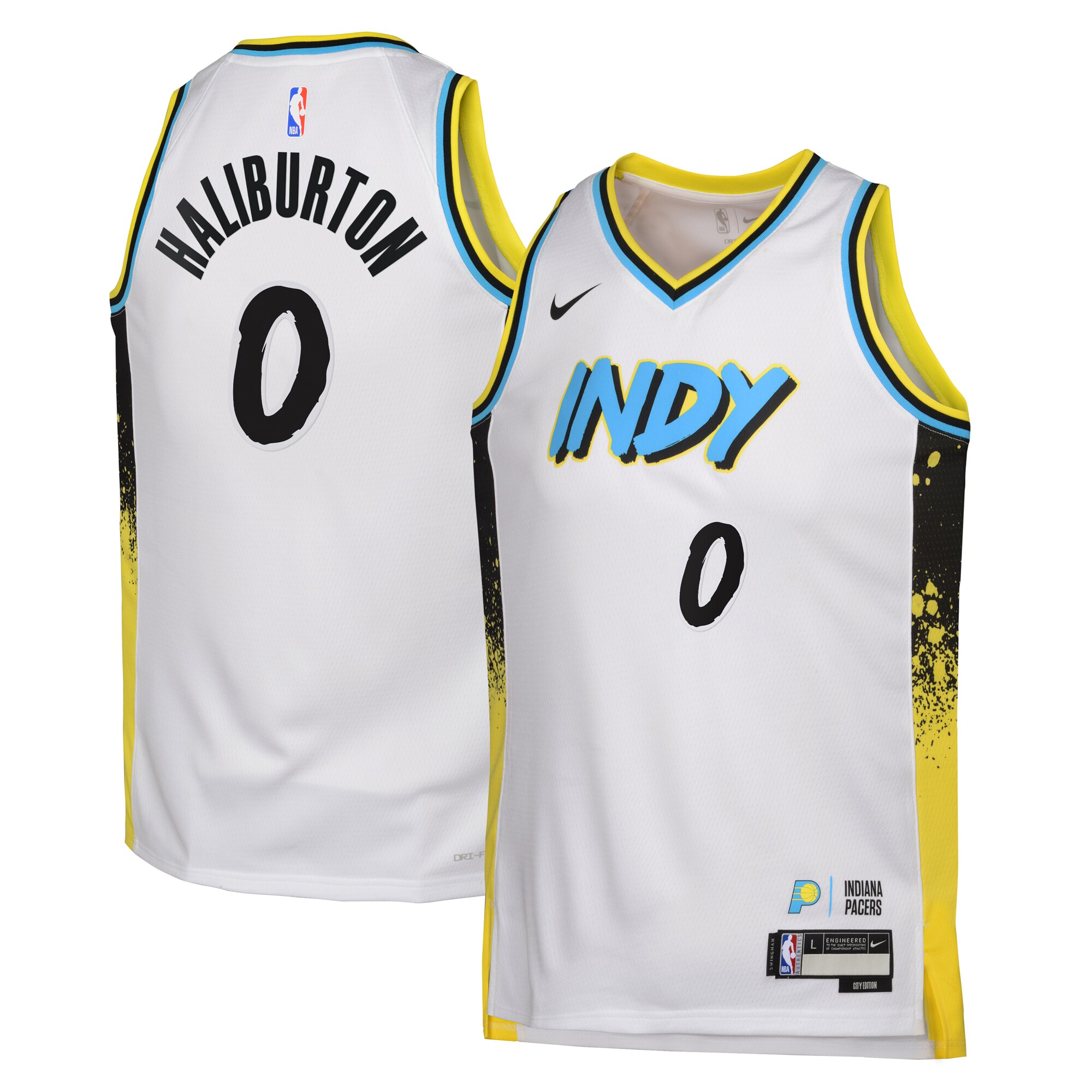 Camiseta City Edition Swingman De Los Indiana Pacers 2024 - Blanco - Tyrese Haliburton - Juvenil