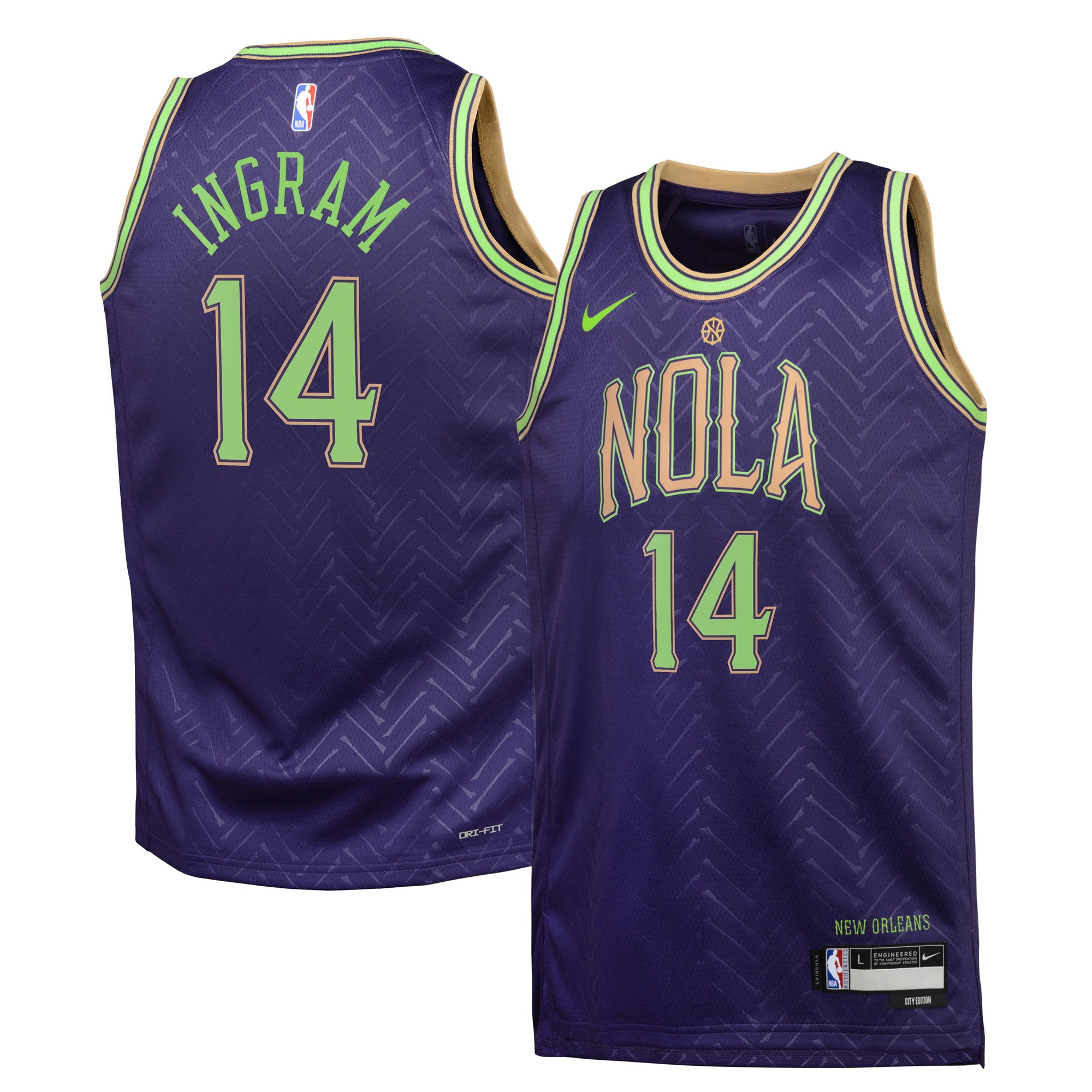 Camiseta City Edition Swingman De Los New Orleans Pelicans 2024 - P?rpura - Brandon Ingram - Juvenil