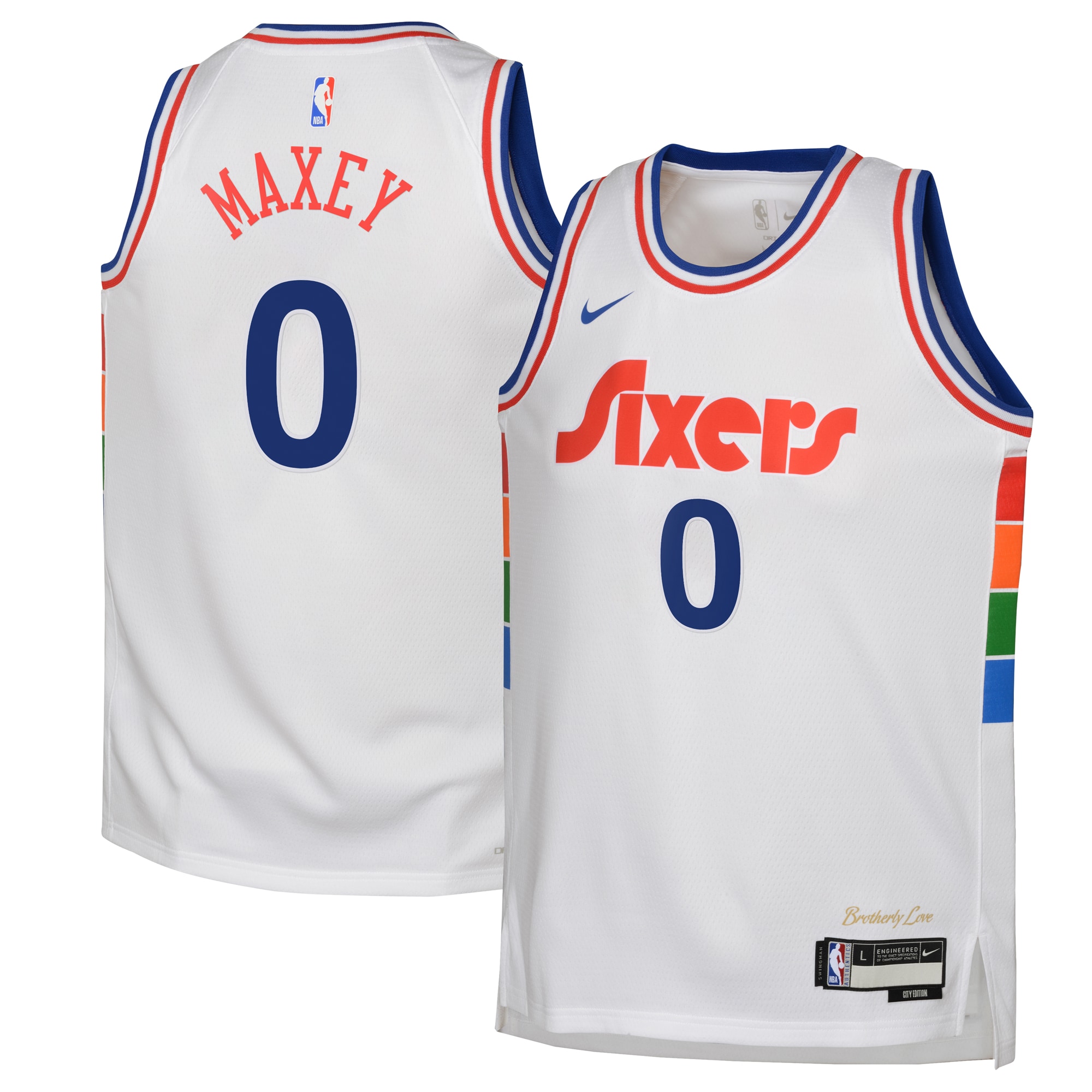 Camiseta City Edition Swingman De Los Philadelphia 76ers 2024 - Blanca - Tyrese Maxey - Juvenil
