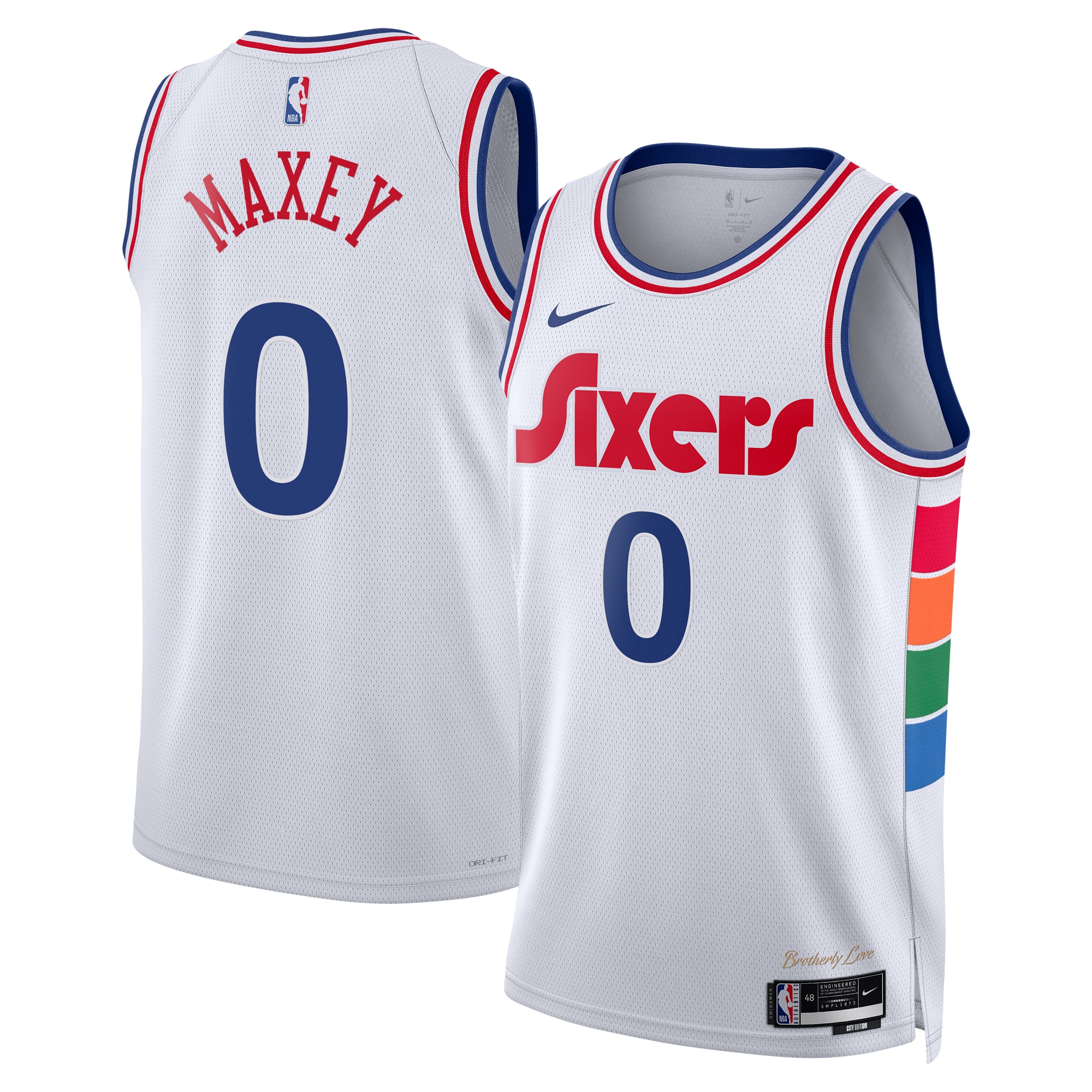 Camiseta City Edition Swingman De Los Philadelphia 76ers 2024 - Blanca - Tyrese Maxey - Unisex