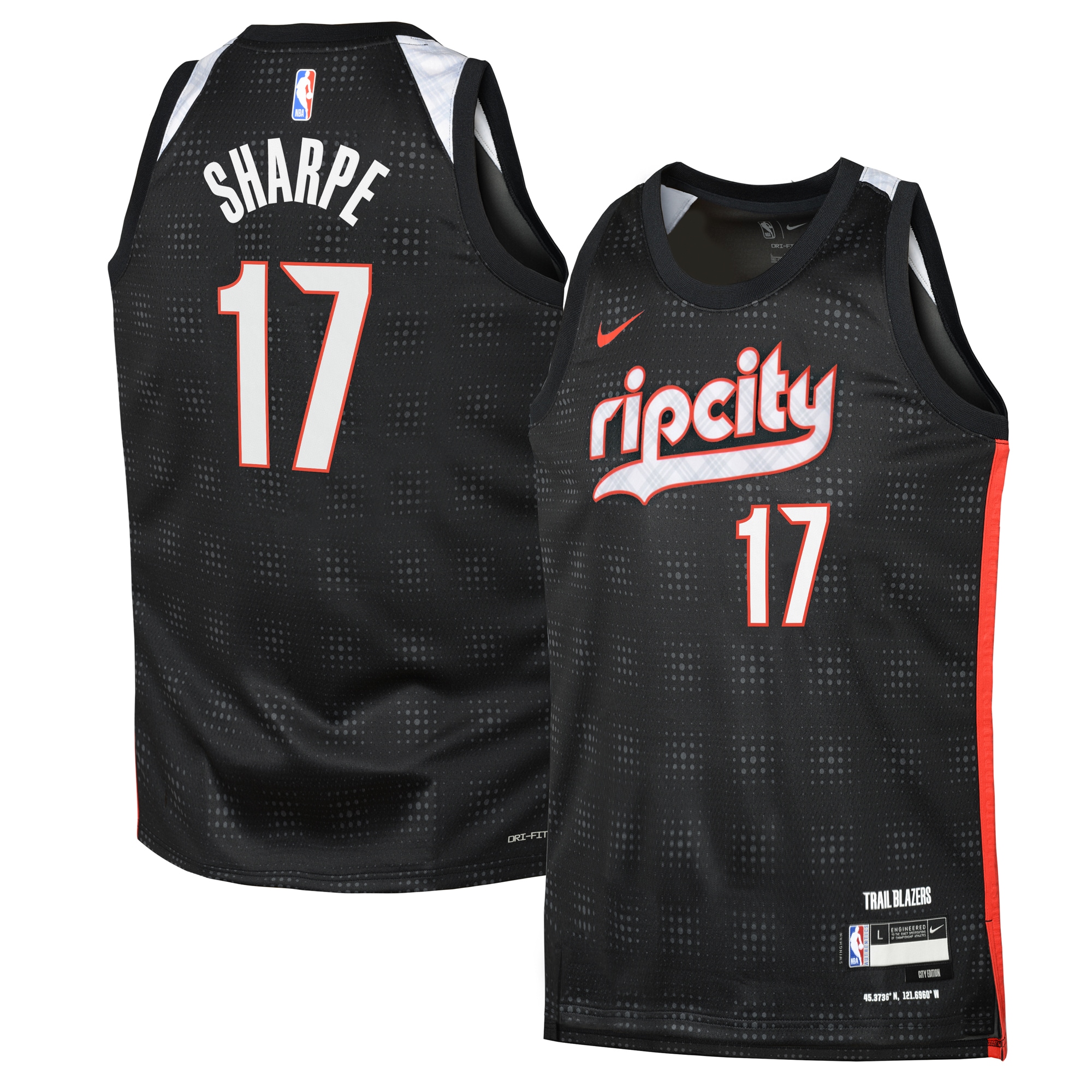 Camiseta City Edition Swingman De Los Portland Trail Blazers 2024 - Negra - Shaedon Sharpe - Juvenil