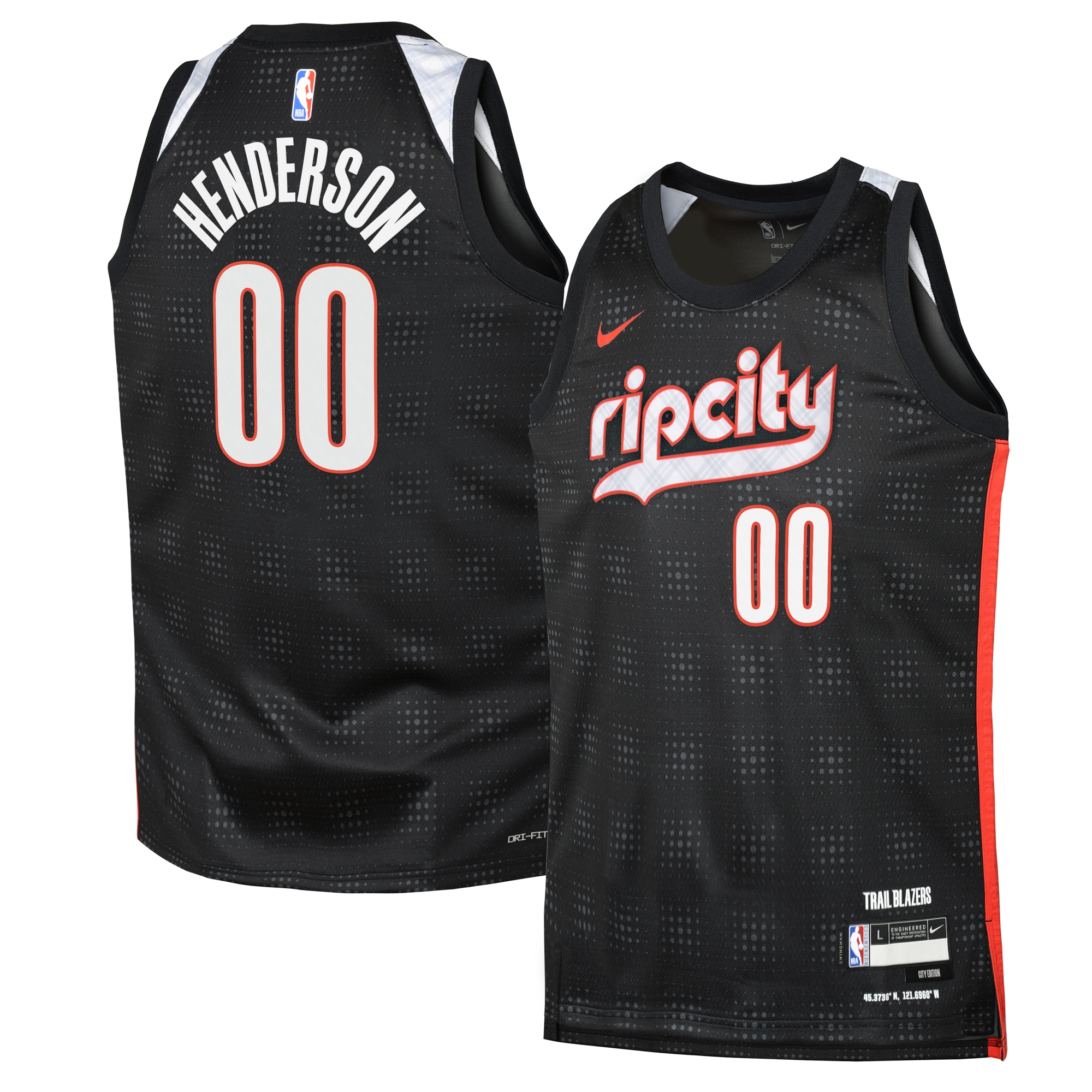 Camiseta City Edition Swingman De Los Portland Trail Blazers 2024 - Negro - Scoot Henderson - Unisex