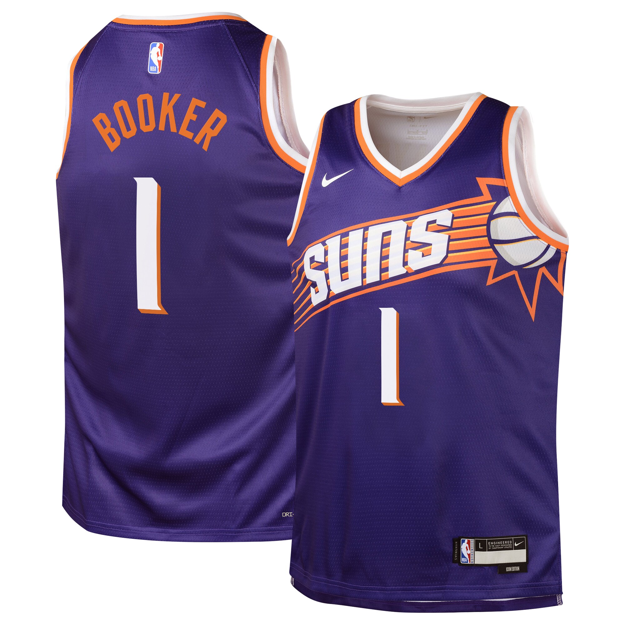Camiseta Icon Edition Swingman De Los Phoenix Suns - P?rpura - Devin Booker - Adolescentes