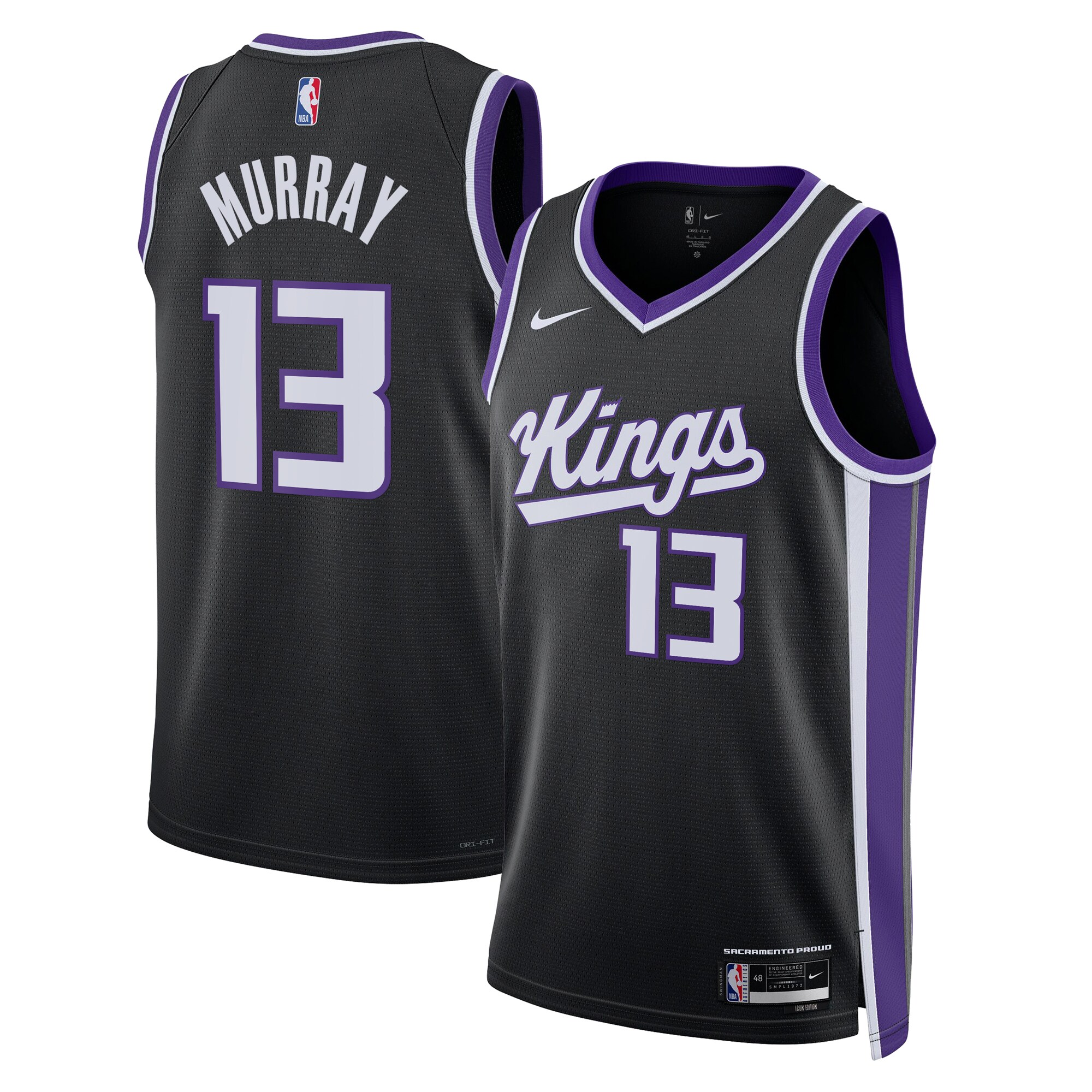 Camiseta Icon Edition Swingman De Los Sacramento Kings - Negro - Keegan Murray - Unisex