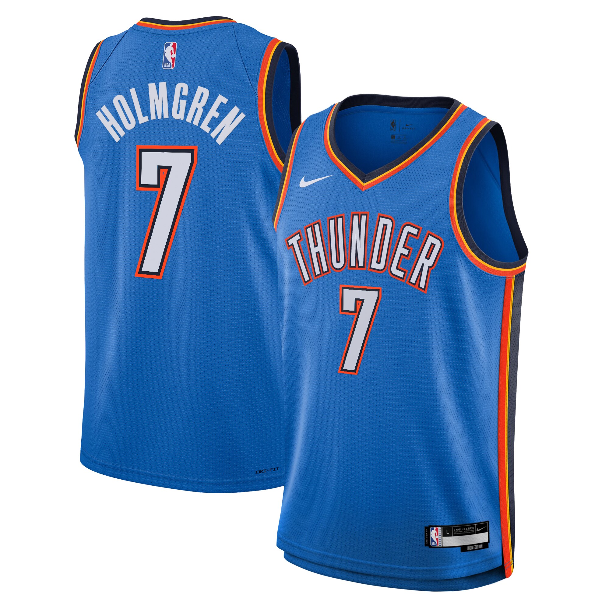 Camiseta Icon Edition Swingman De Oklahoma City Thunder - Azul - Chet Holmgren - J?venes