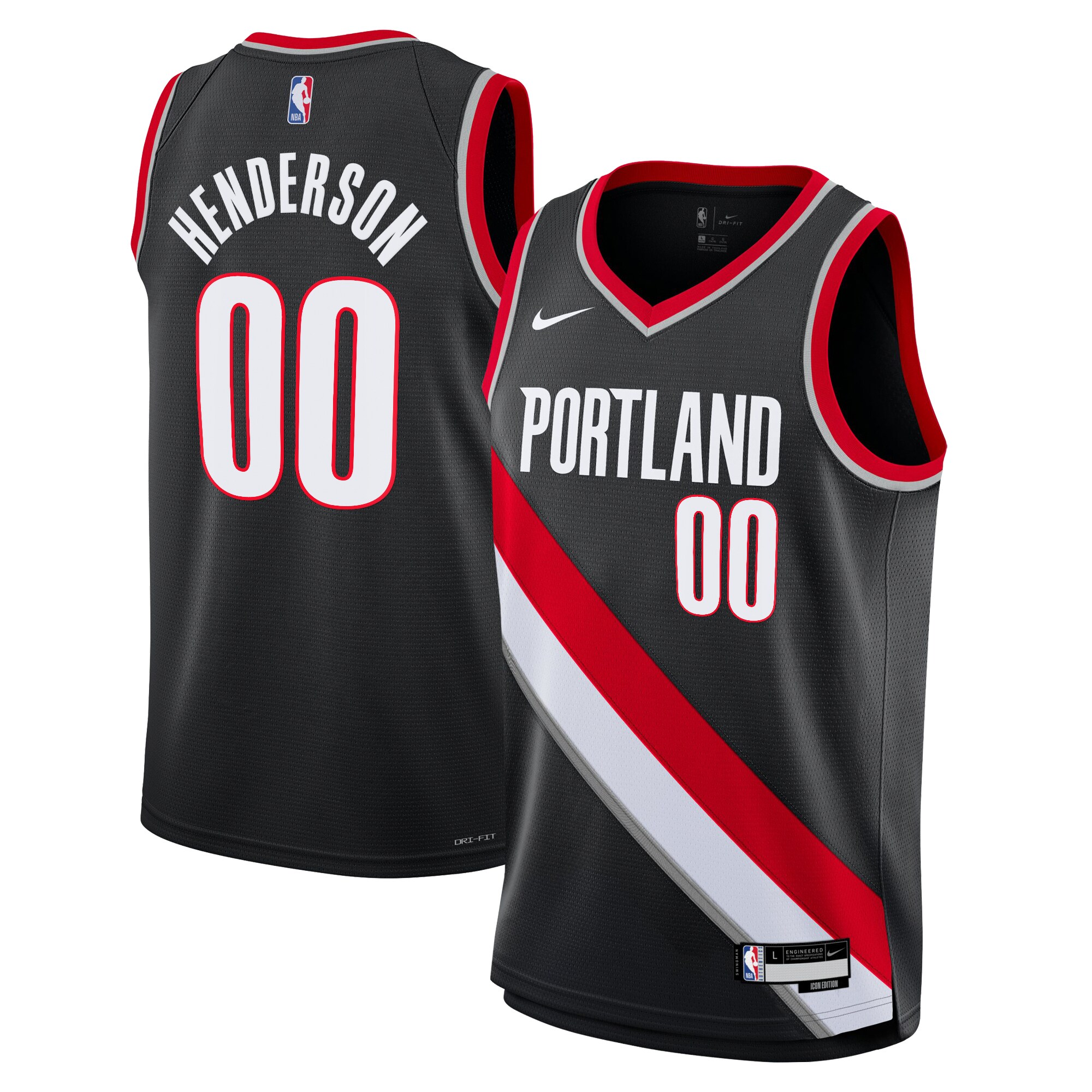 Camiseta Icon Swingman De Los Portland Trail Blazers - Negro - Scoot Henderson - J?venes