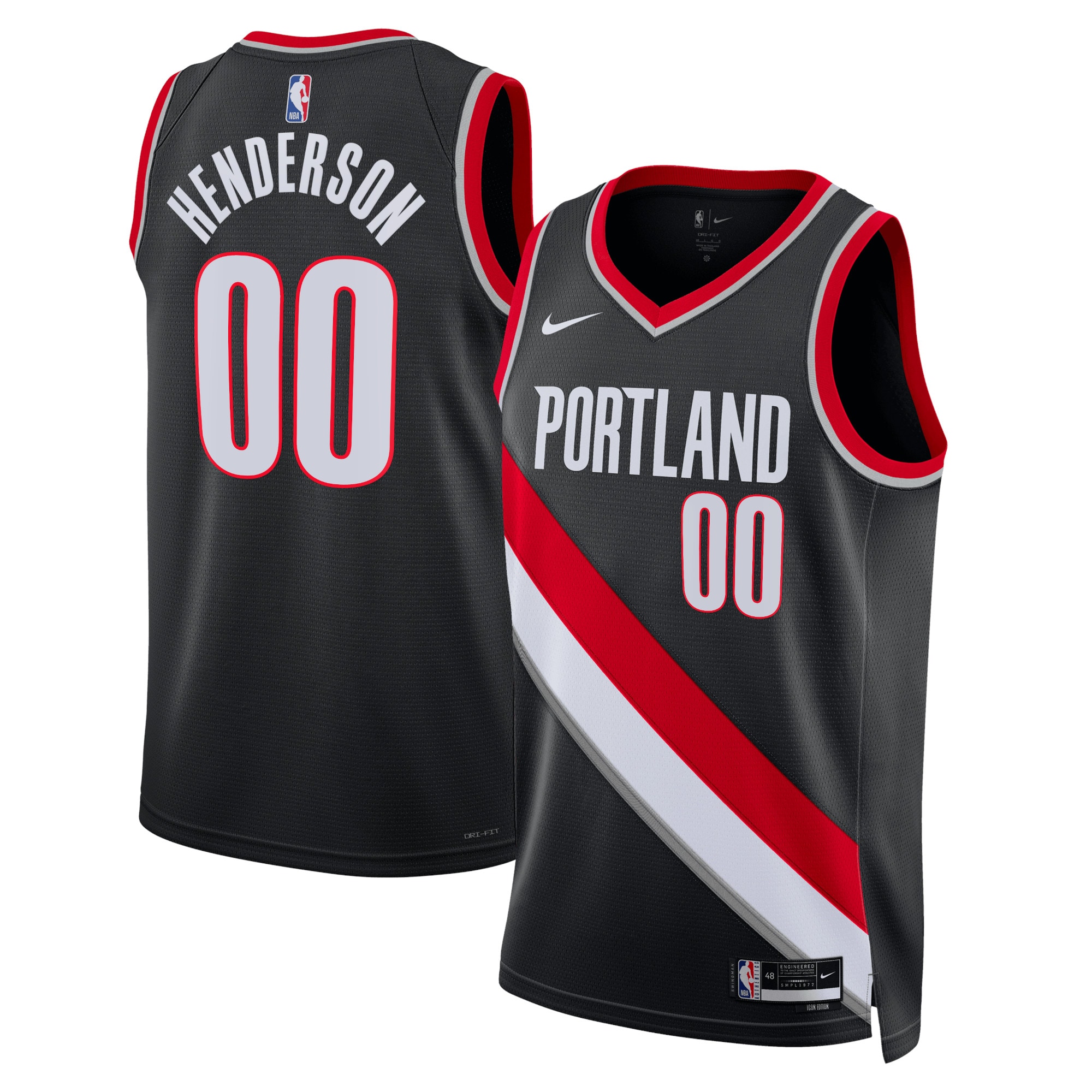 Camiseta Icon Swingman De Los Portland Trail Blazers - Negro - Scoot Henderson - Unisex