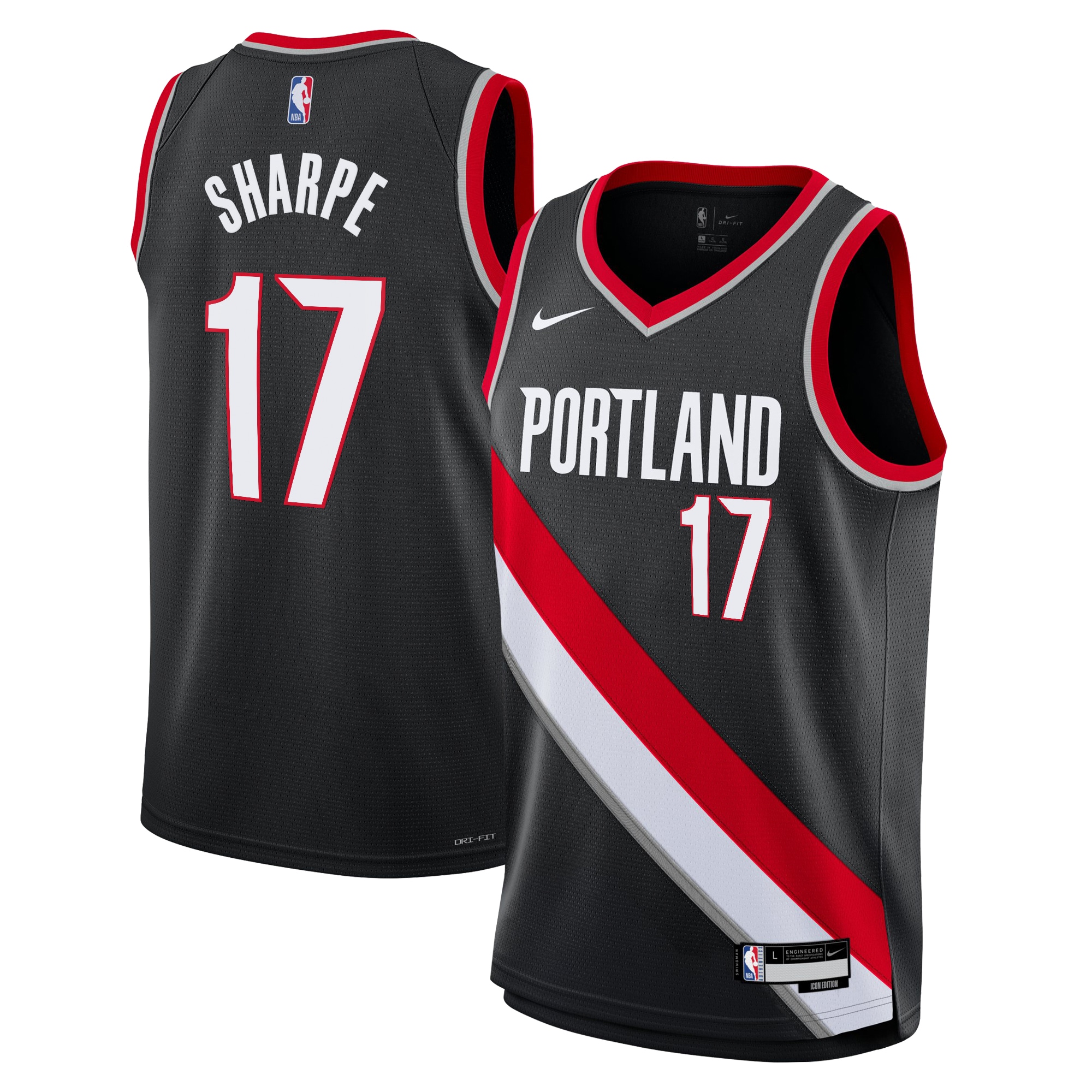 Camiseta Icon Swingman De Los Portland Trail Blazers - Negro - Shaedon Sharpe - J?venes