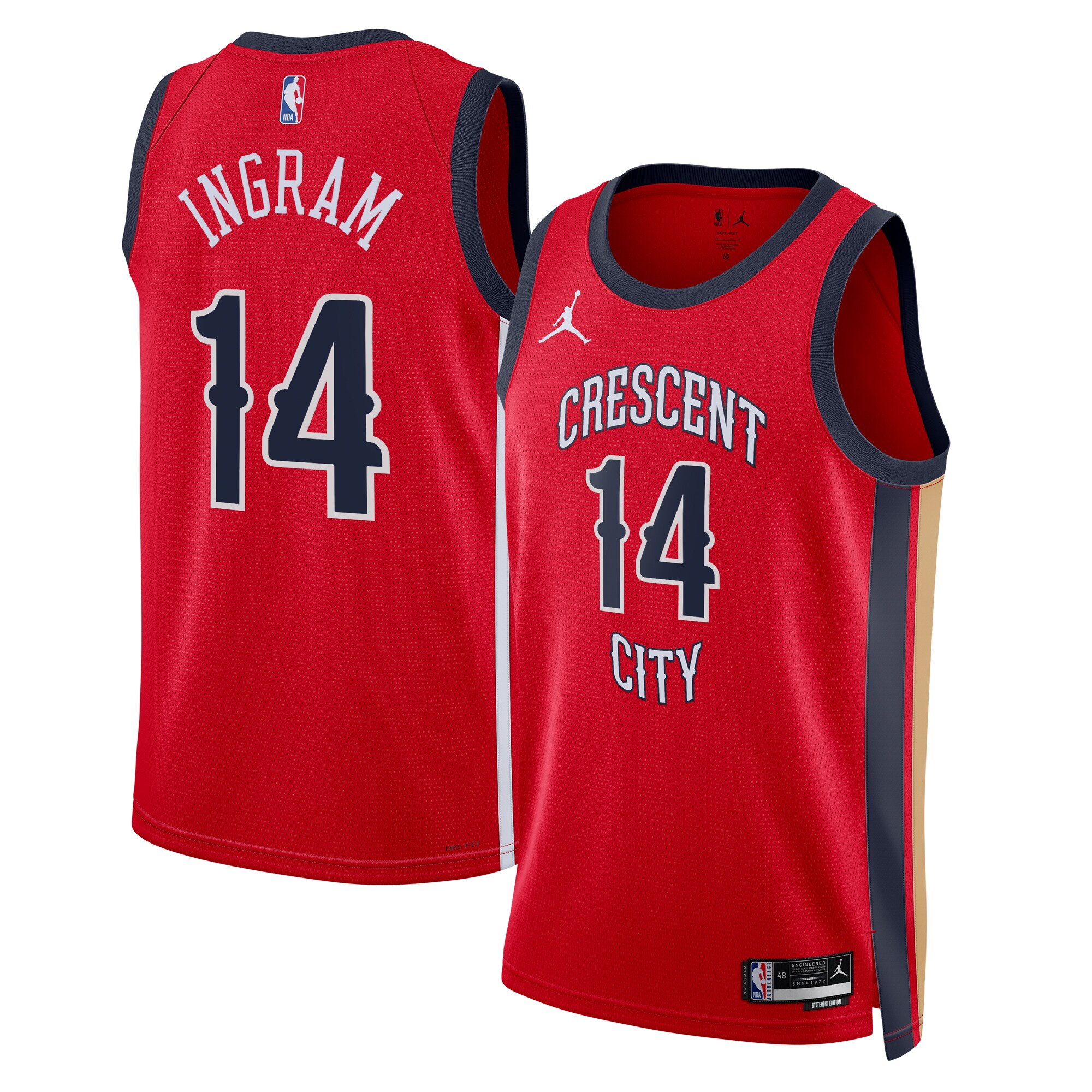 Camiseta New Orleans Pelicans Jordan Brand Statement Edition Swingman - Rojo - Brandon Ingram - Unisex