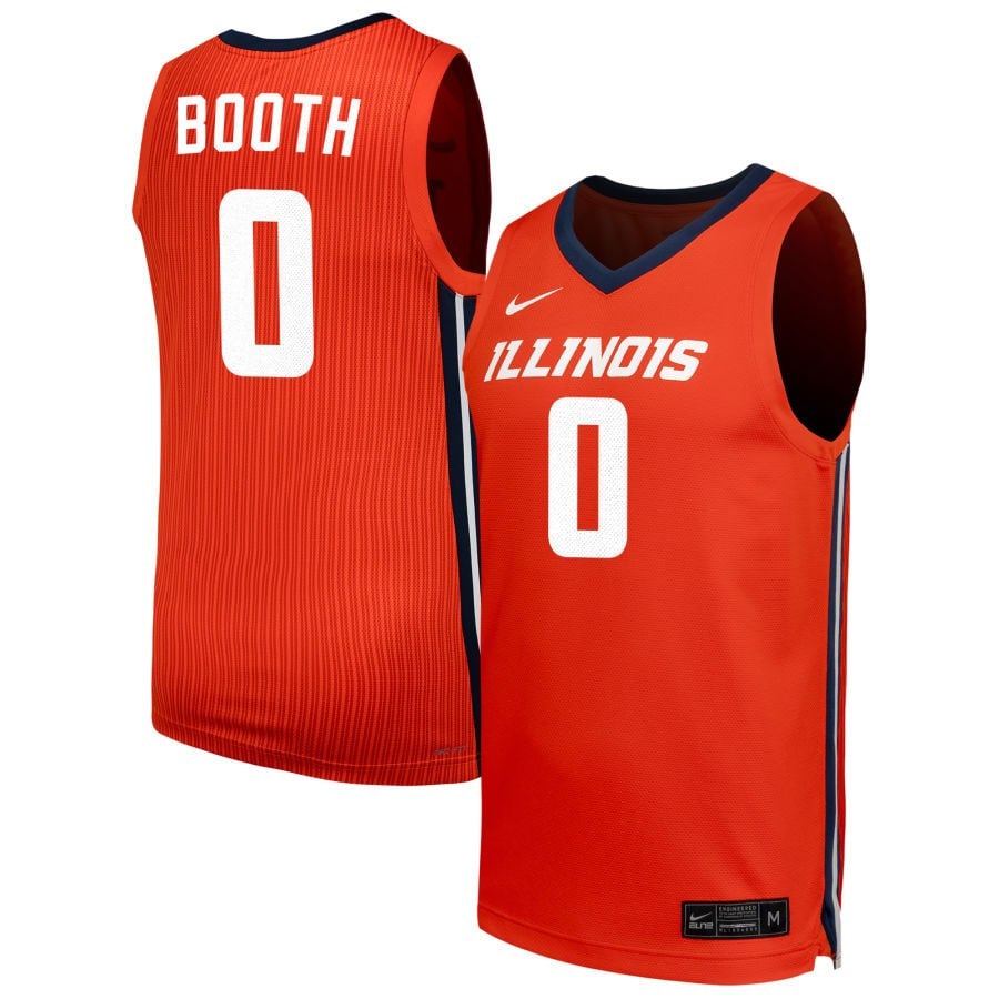 Carey Booth 0 Illinois Fighting Illini Unisex Nil Men's Basketball Jersey - Orange