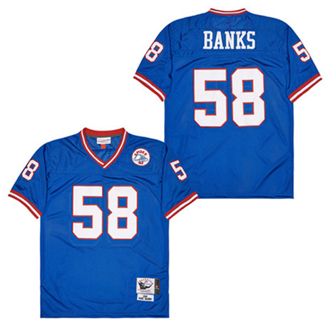 Carl Banks 58 New York Giants Spider Lockhart 43 Patch Throwback Men Jersey - Blue Js8576