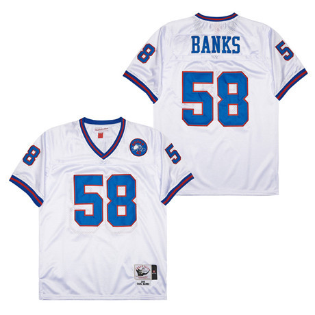 Carl Banks 58 New York Giants Spider Lockhart 43 Patch Throwback Men Jersey - White Js4566