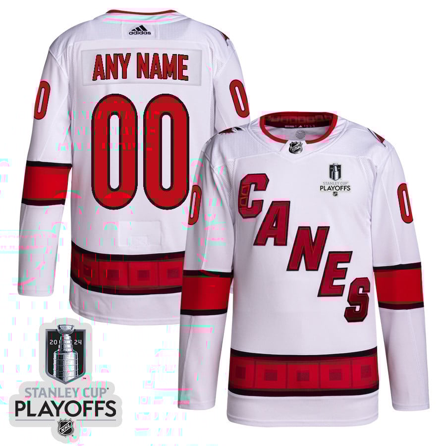 Carolina Hurricanes 2024 Nhl Playoffs Patch Away Jersey Customized - Men, White