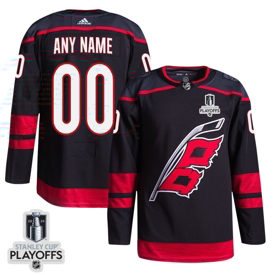Carolina Hurricanes 2024 Nhl Playoffs Patch Home Jersey Customized - Men, Black