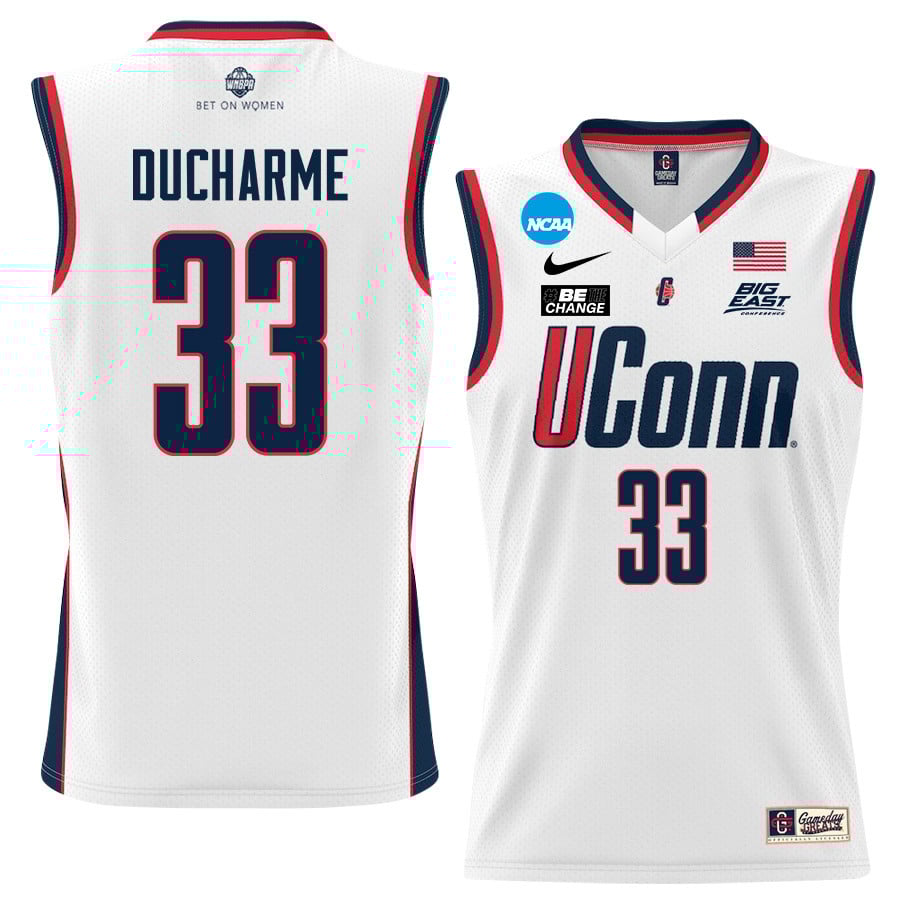 Caroline Ducharme 33 Uconn Huskies 2024 Women's Basketball Jersey - White, Unisex Jersey