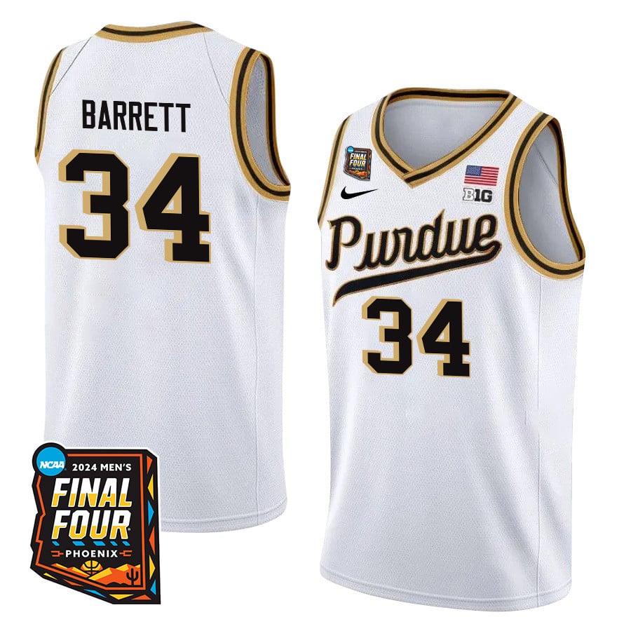 Carson Barrett 34 Purdue Boilermakers 2024 Men's Final Four Basketball Jersey - Unisex Jersey