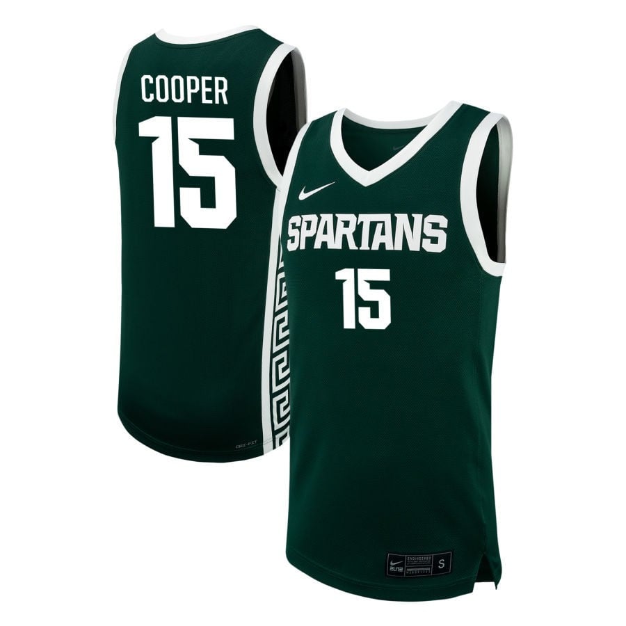 Carson Cooper 15 Michigan State Spartans Nil Men's Basketball Jersey - Green