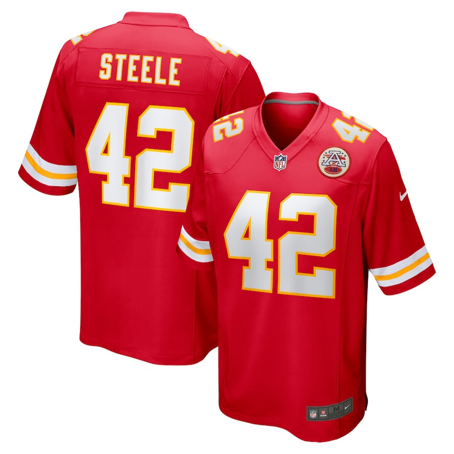 Carson Steele 42 Kansas City Chiefs Game Men Jersey - Red Js9586