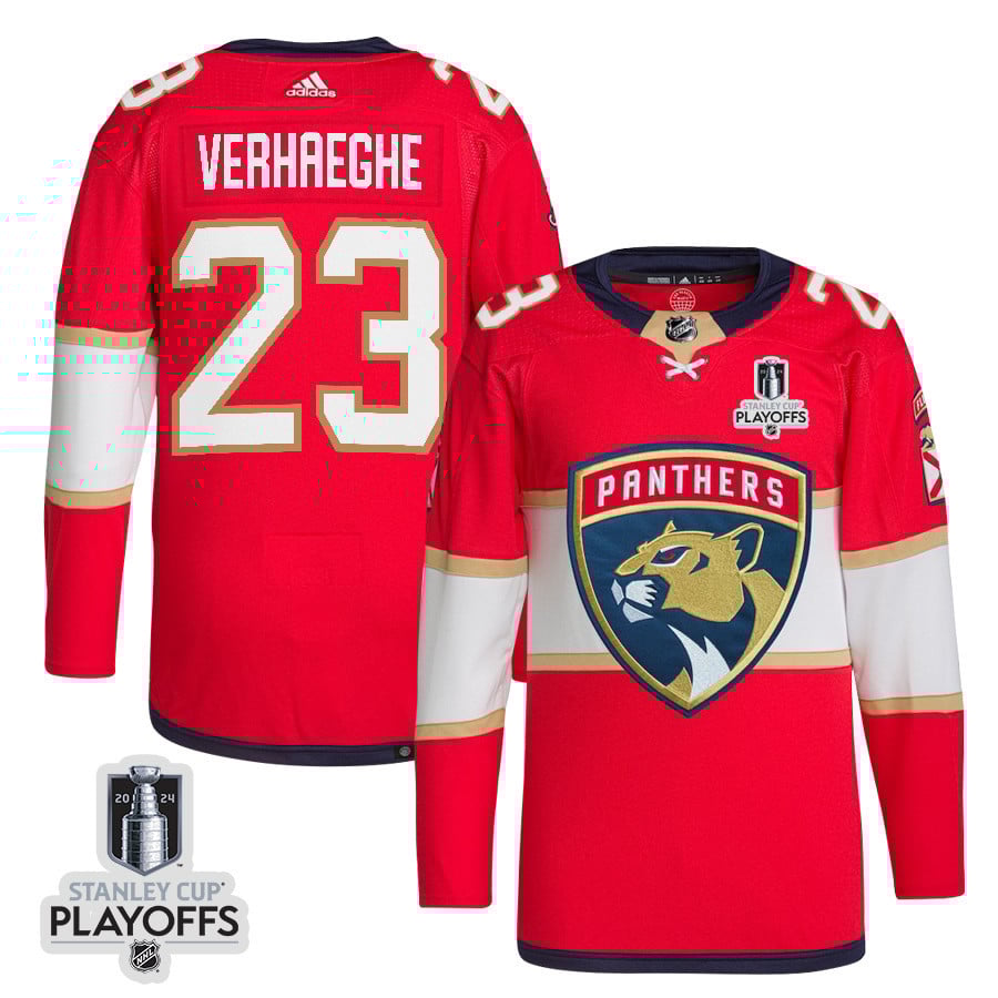 Carter Verhaeghe 23 Florida Panthers 2024 Nhl Playoffs Patch Home Jersey - Men, Red