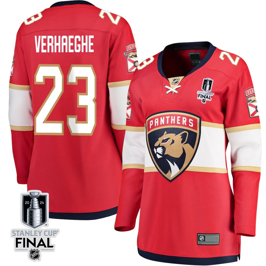 Carter Verhaeghe 23 Florida Panthers 2024 Stanley Cup Final Women's Home Breakaway Jersey - Red