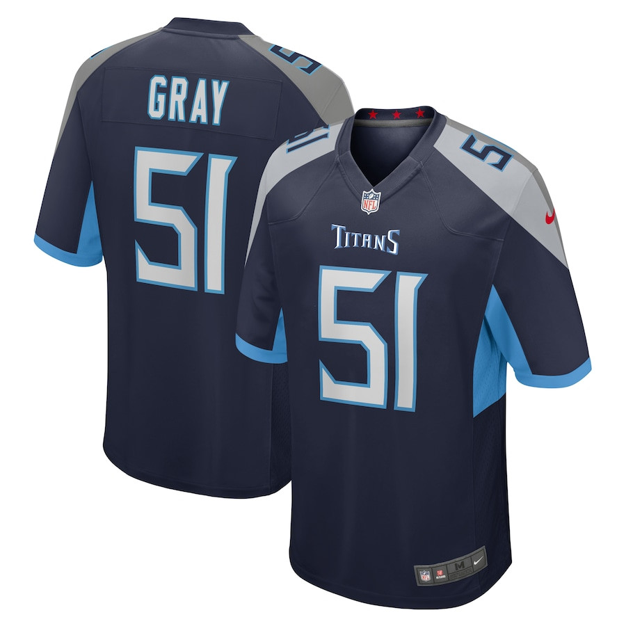 Cedric Gray 51 Tennessee Titans Game Men Jersey - Navy Js9520