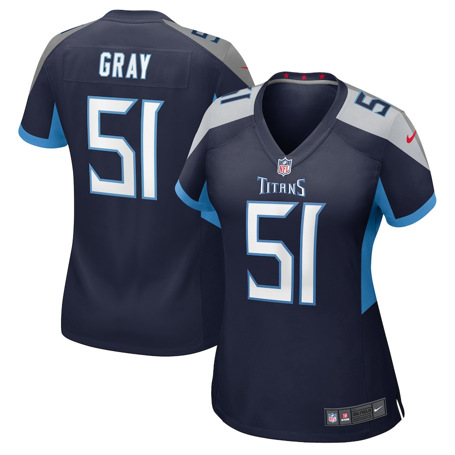 Cedric Gray 51 Tennessee Titans Women's Game Jersey - Navy Js9960