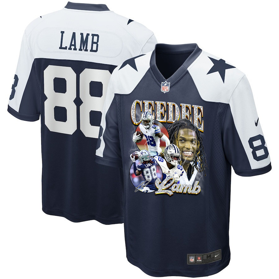 Ceedee Lamb 88 Dallas Cowboys Cee Works Hard Alternate Game Men Jersey - Navy Js2171