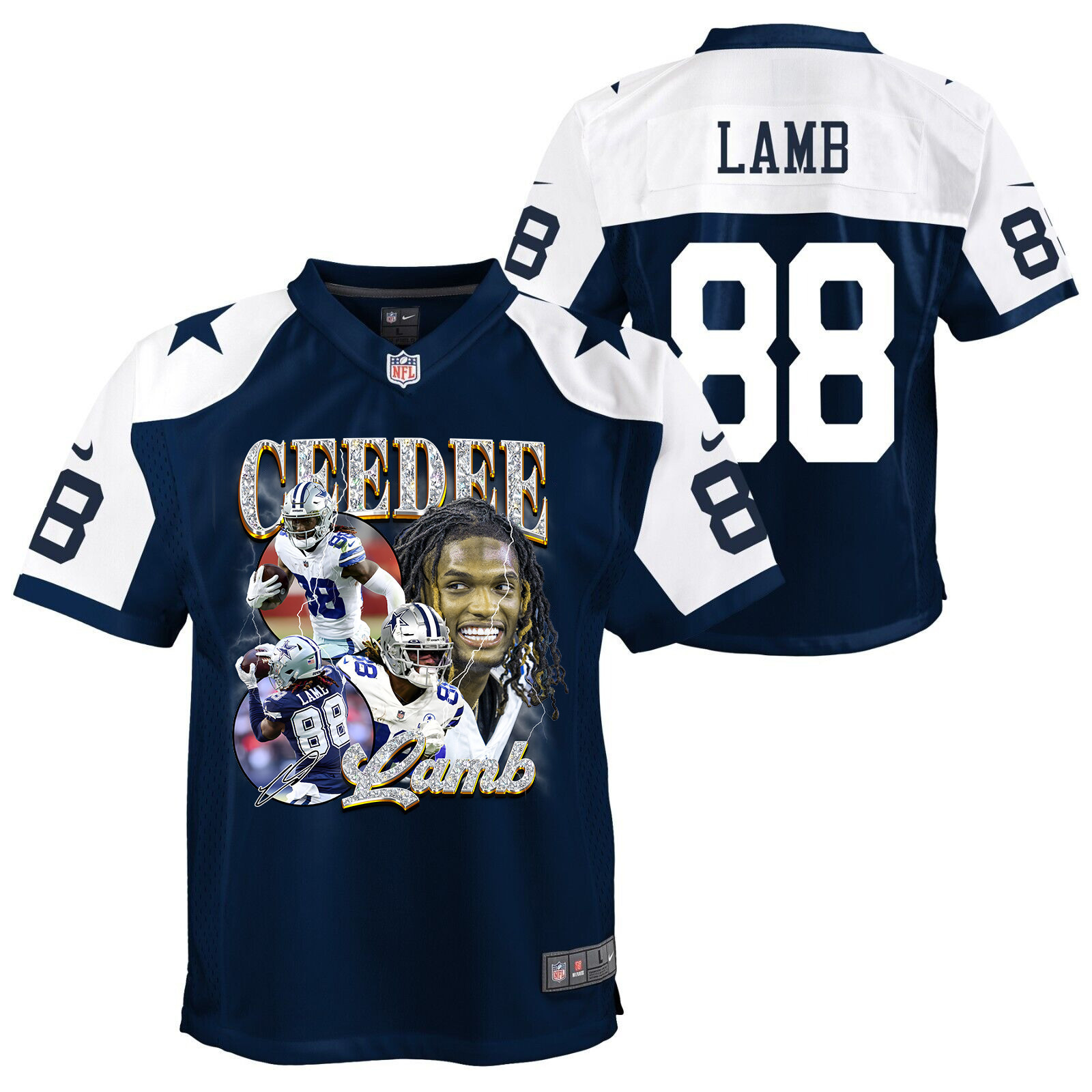 Ceedee Lamb 88 Dallas Cowboys Cee Works Hard Alternate Game Youth Jersey Js7001