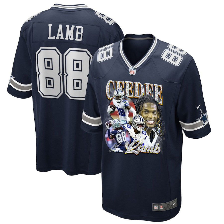 Ceedee Lamb 88 Dallas Cowboys Cee Works Hard Home Game Men Jersey - Navy Js3801