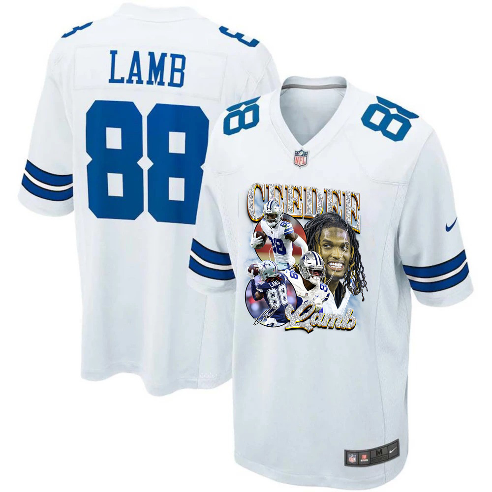 Ceedee Lamb 88 Dallas Cowboys Cee Works Hard Home Game Men Jersey - White Js2514